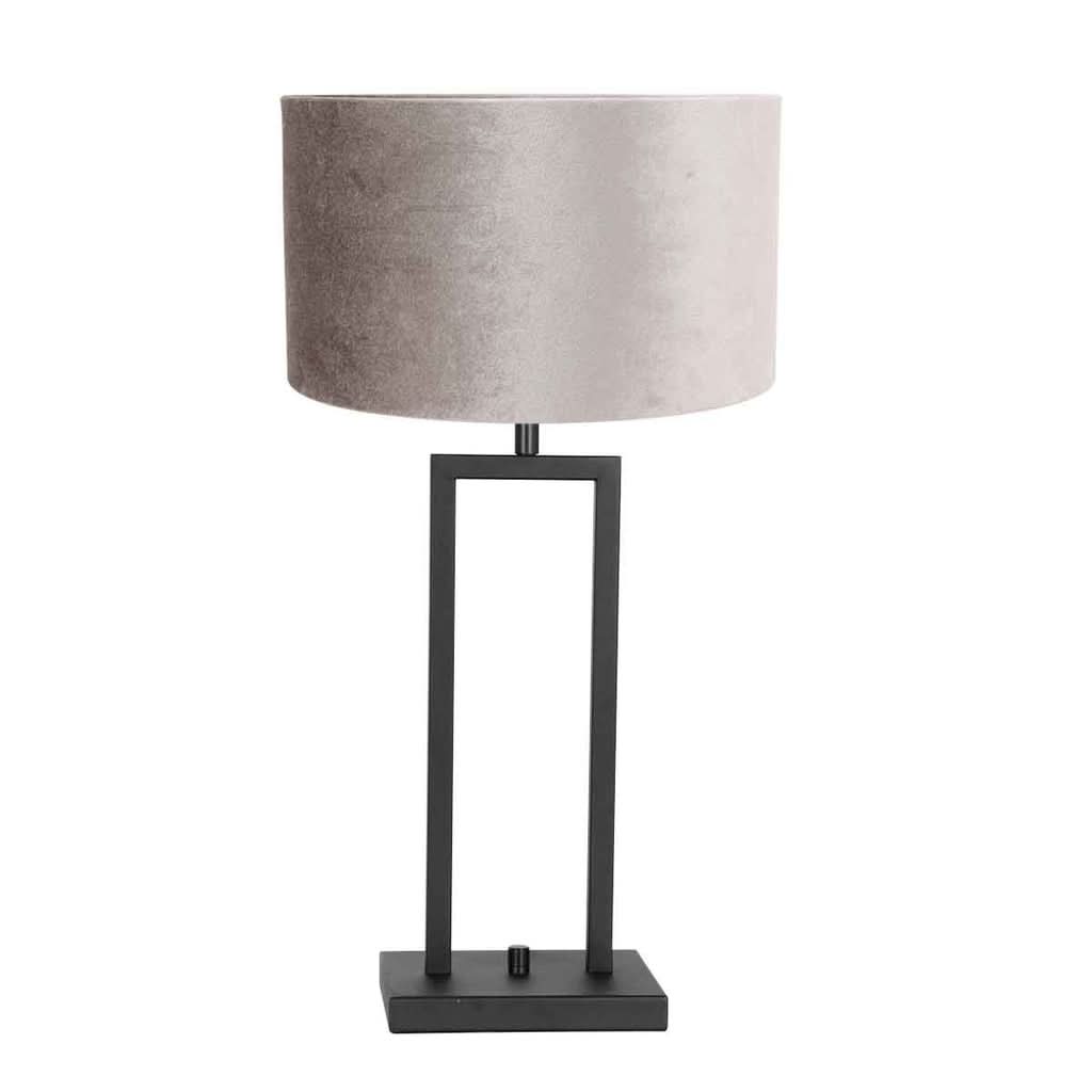 Lampe de table Pied 8213ZW Noir + Abat-jour Velours Argent | Designix - - https://designix.fr