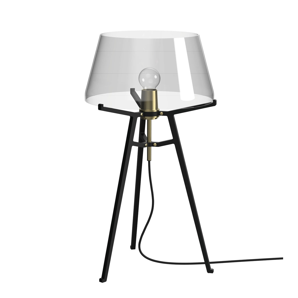 Lampe Ella en verre soufflé, pied tripode Noir Gris neutre