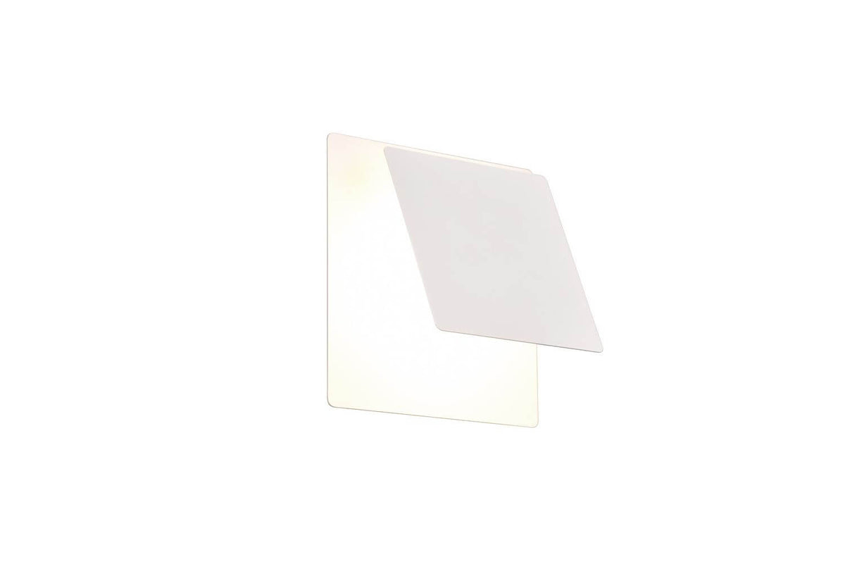 Vue de trois quarts sur fond clair montrant les deux plaques superposées du luminaire