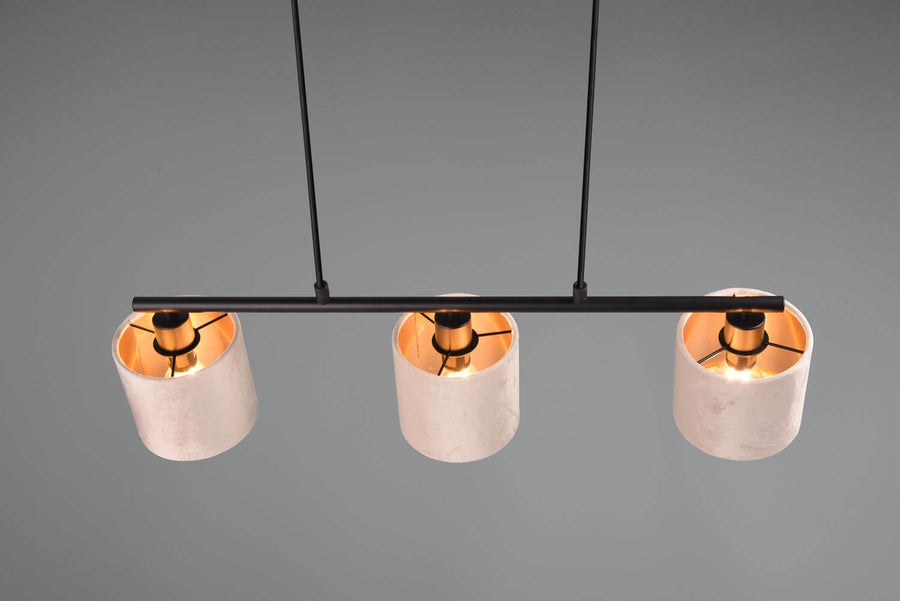 Suspension Julieta 3 lumières beige, tissu