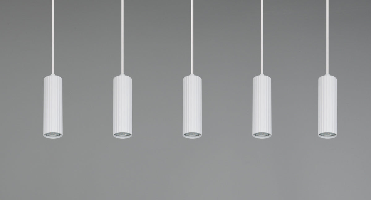 Suspension Soka 5 lumières blanche mat
