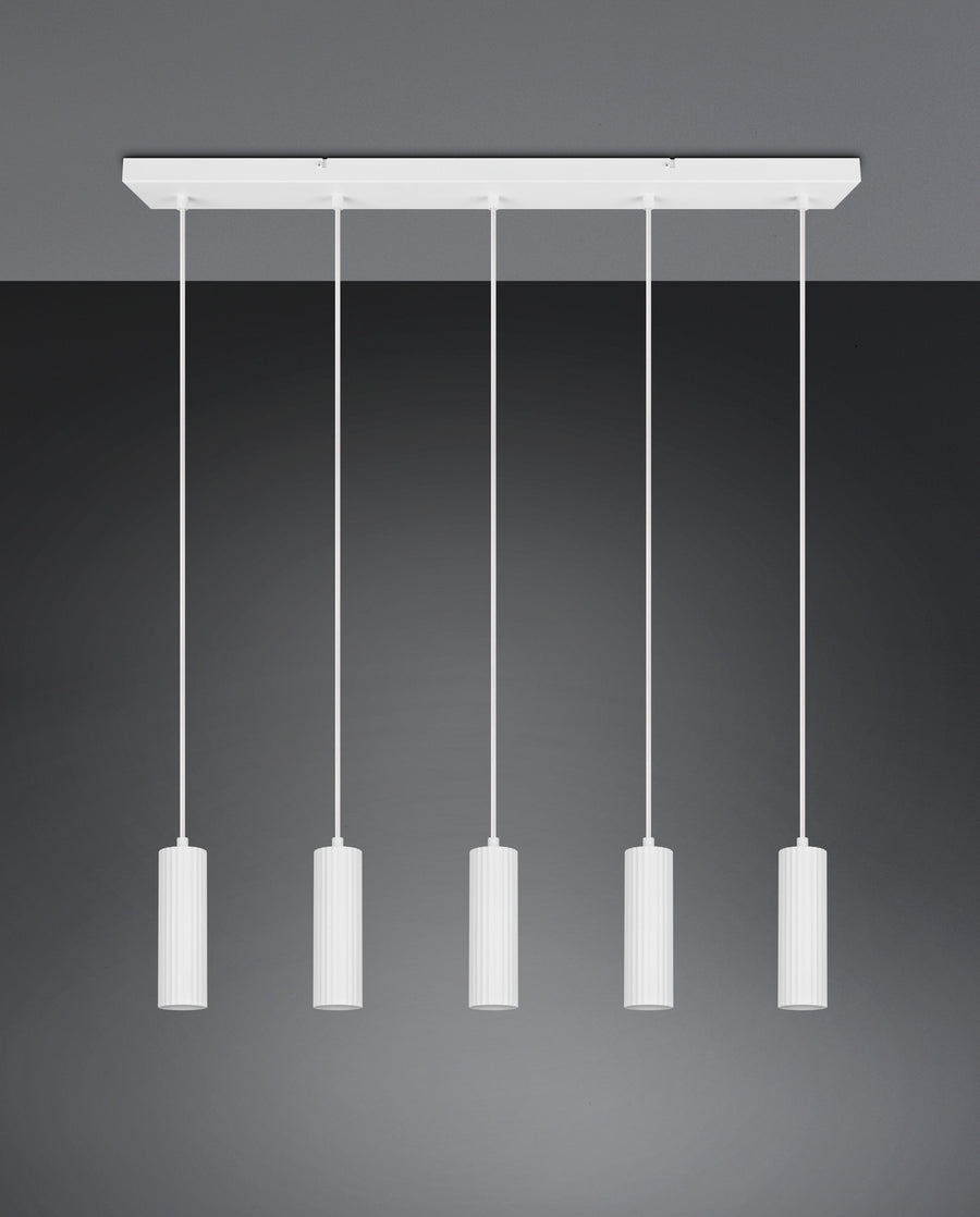 Suspension Soka 5 lumières blanche mat