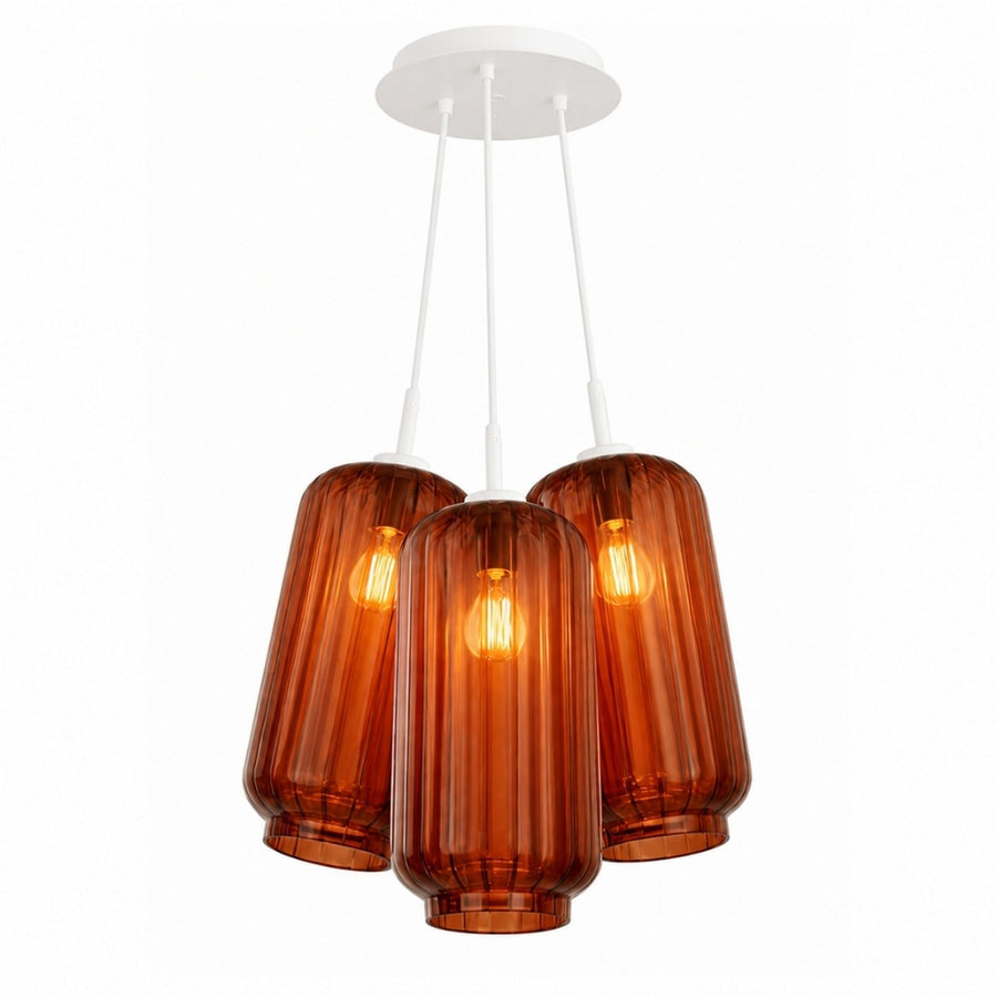 Suspension grappe Velo 3 lumières, verres Ø 18 cm