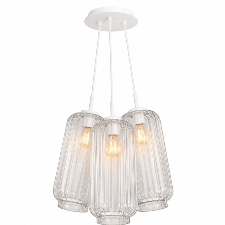Suspension grappe Velo 3 lumières, verres Ø 18 cm