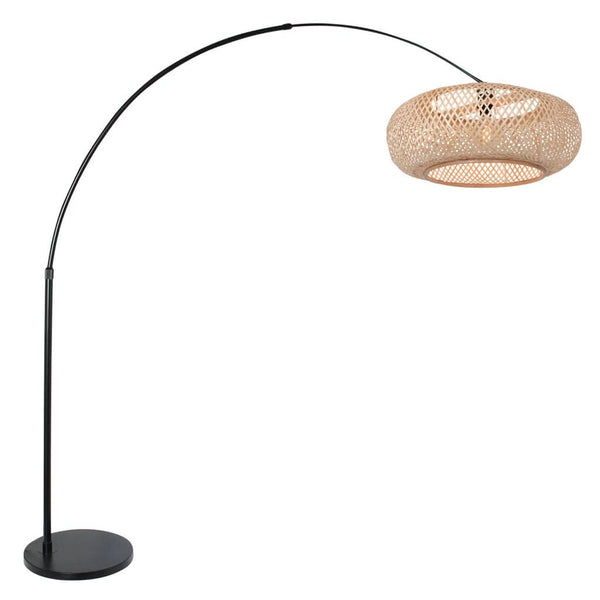 Black and Brown Bamboo Arched Lamp