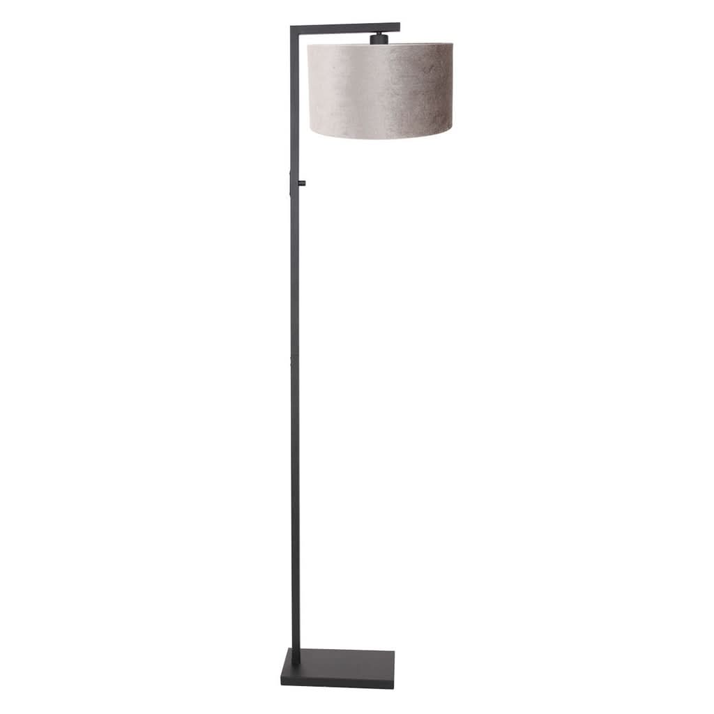 Lampe sur pied 8220ZW Noir + Abat-jour en velours argent | Designix - - https://designix.fr