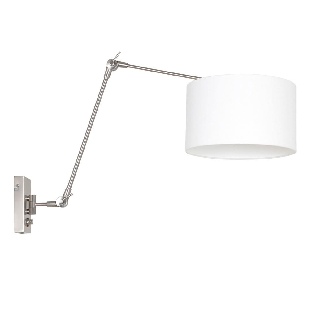 Applique murale Prestige Chic 7396ST+K7396QS en acier blanc avec abat-jour en lin. | Designix - - https://designix.fr