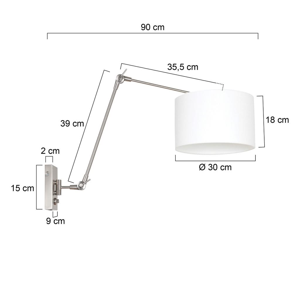 Applique murale Prestige Chic 7396ST+K7396QS en acier blanc avec abat-jour en lin. | Designix - - https://designix.fr
