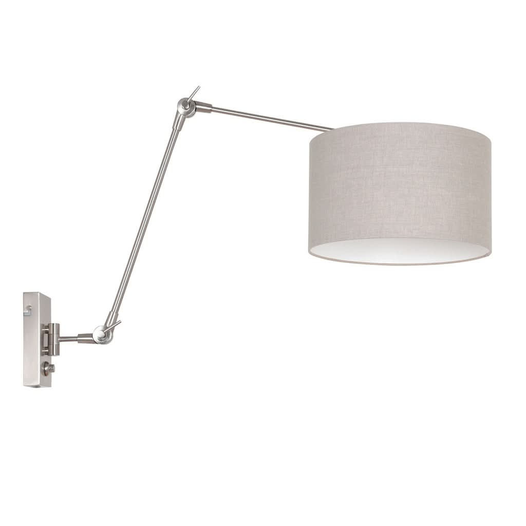 Applique murale Prestige Chic 7396ST+K7396RS en acier gris avec abat-jour en lin. | Designix - - https://designix.fr
