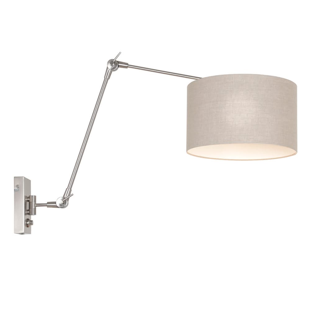 Applique murale Prestige Chic 7396ST+K7396RS en acier gris avec abat-jour en lin. | Designix - - https://designix.fr