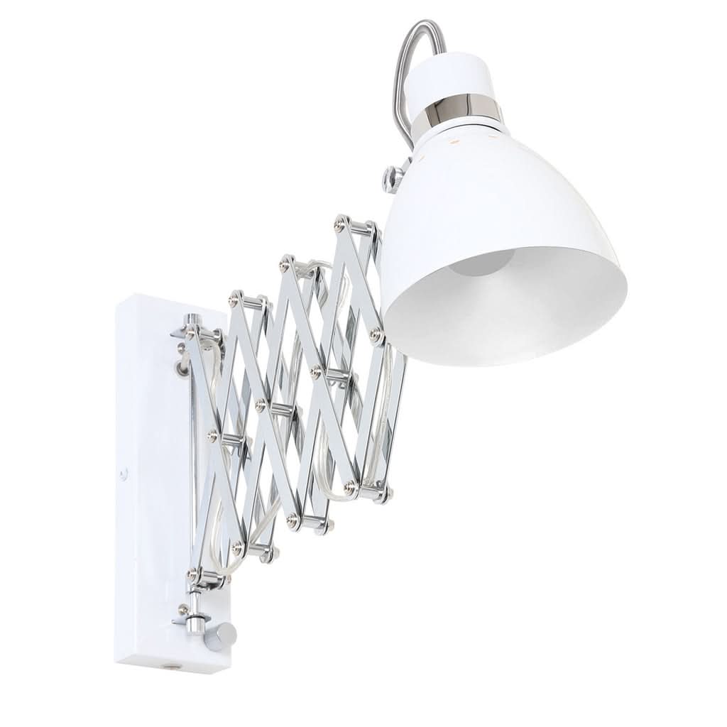 Applique murale industrielle blanche Spring à bras extensible et variateur