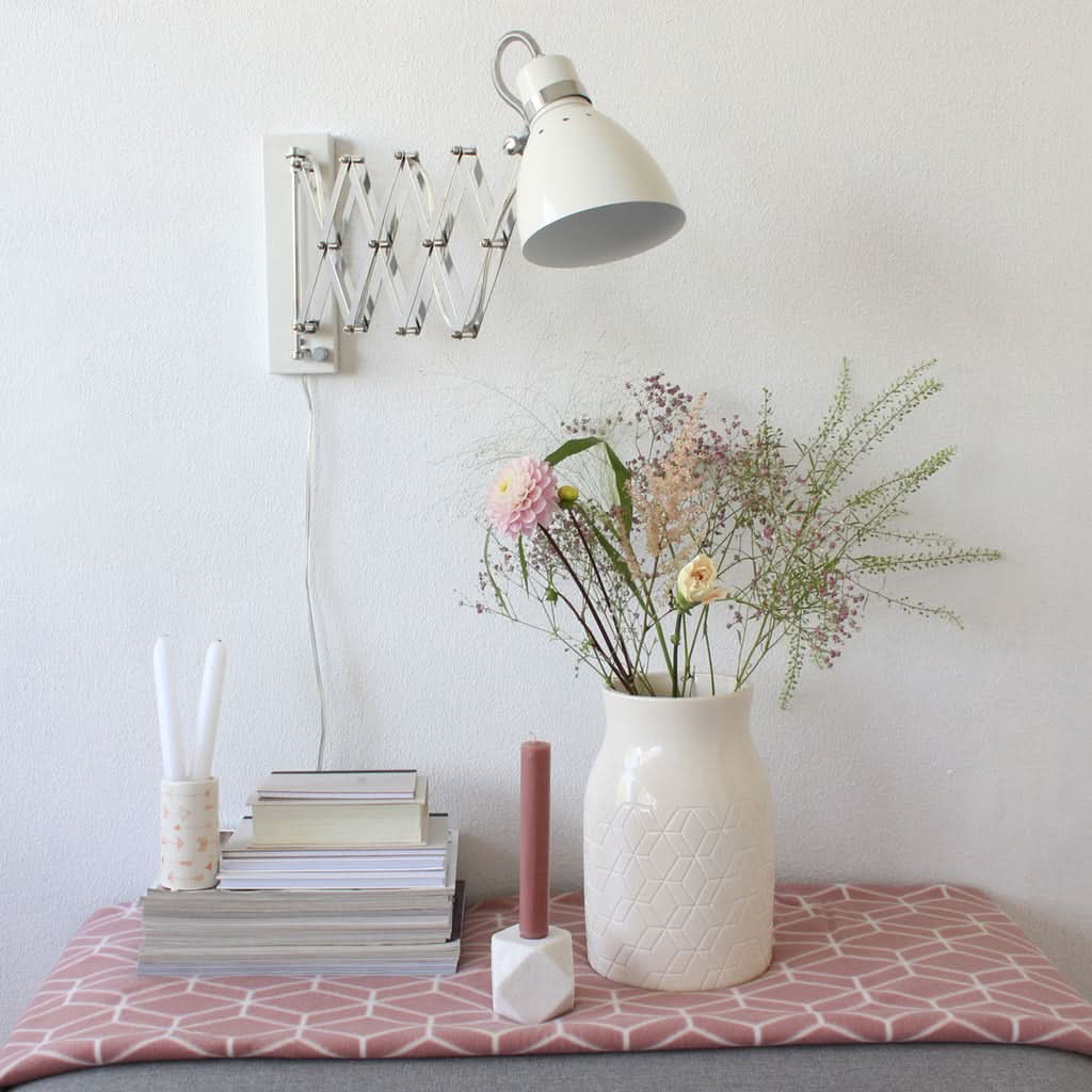 Applique murale industrielle blanche Spring à bras extensible et variateur