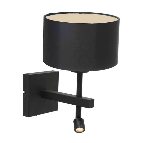 Stang 7193ZW Black wall lamp + Black linen lampshade