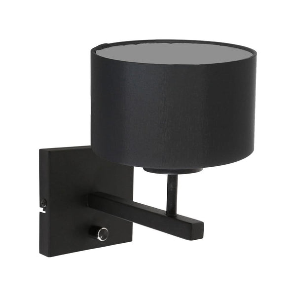 Stang 7200ZW Wall Lamp Black + Black linen lampshade