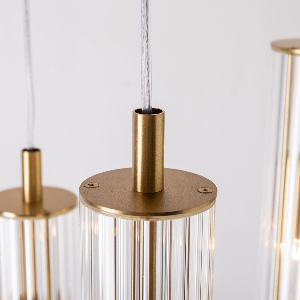 Suspension Aria 3 lumières laiton brossé, verre