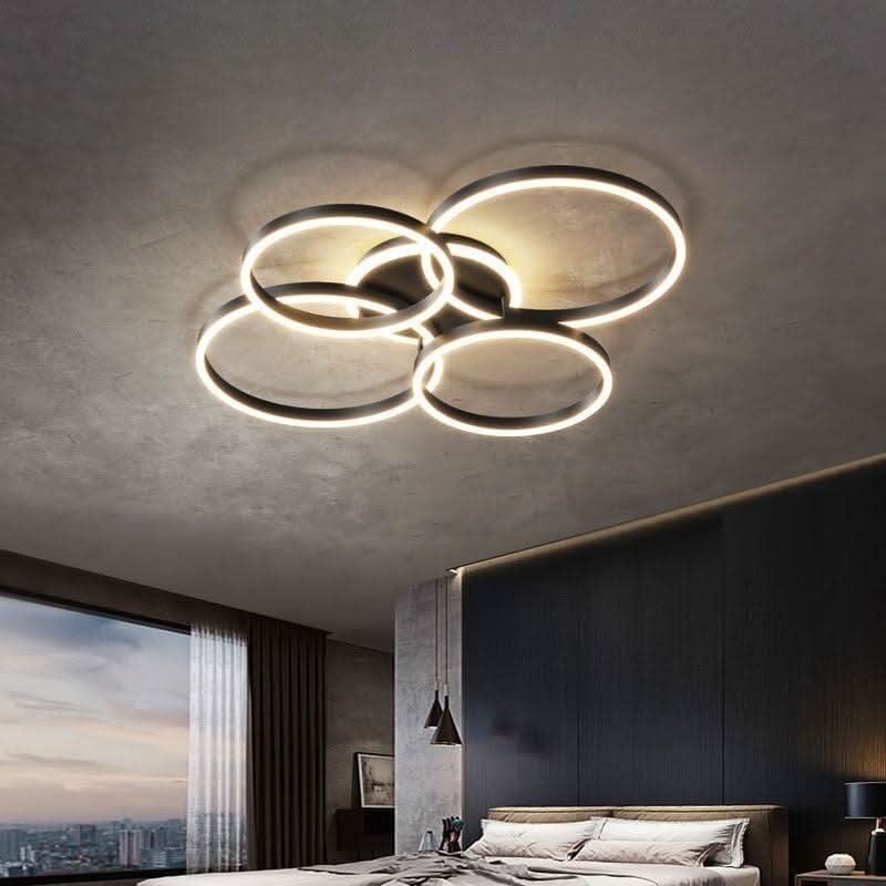 Anneaux LED Lustre Ajustable | Ena - Designix Plafonnier Or | 7 têtes Blanc Chaud