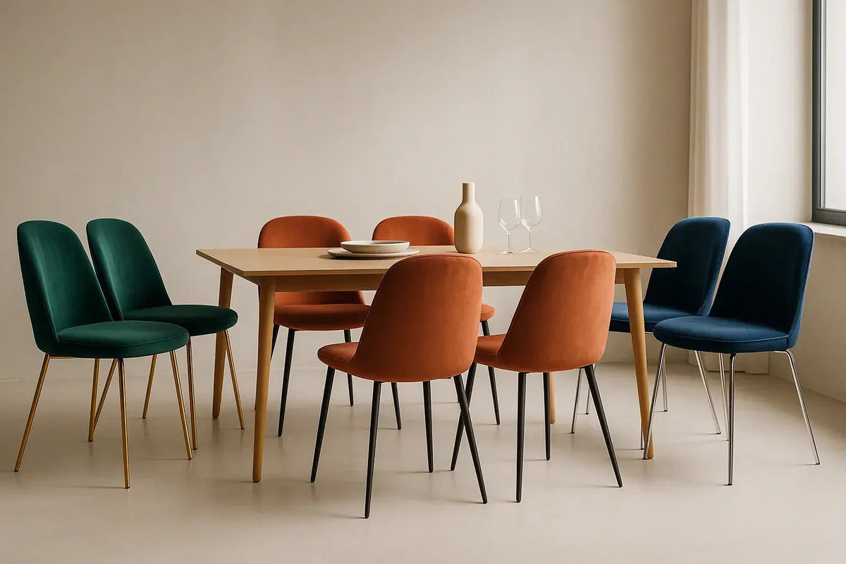 Designer velvet and metal dining chairs: our ideas
