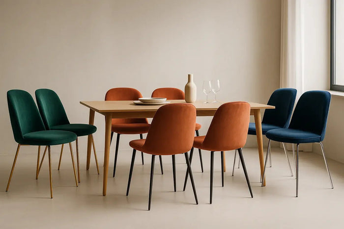 Designer velvet and metal dining chairs: our ideas