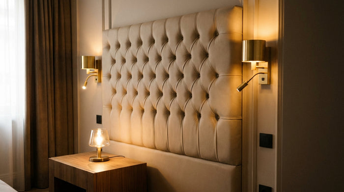Hotel-style ambiance: the bedside lamp and table duo