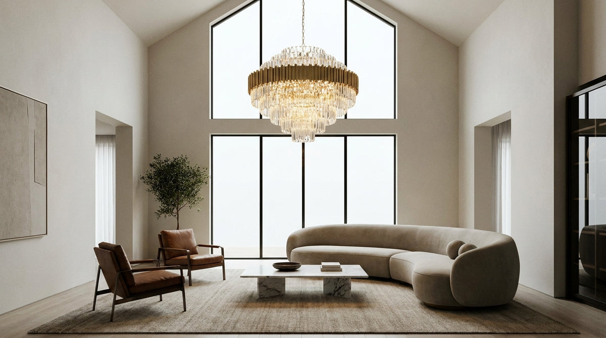 High-ceiling chandelier: how to choose and install it