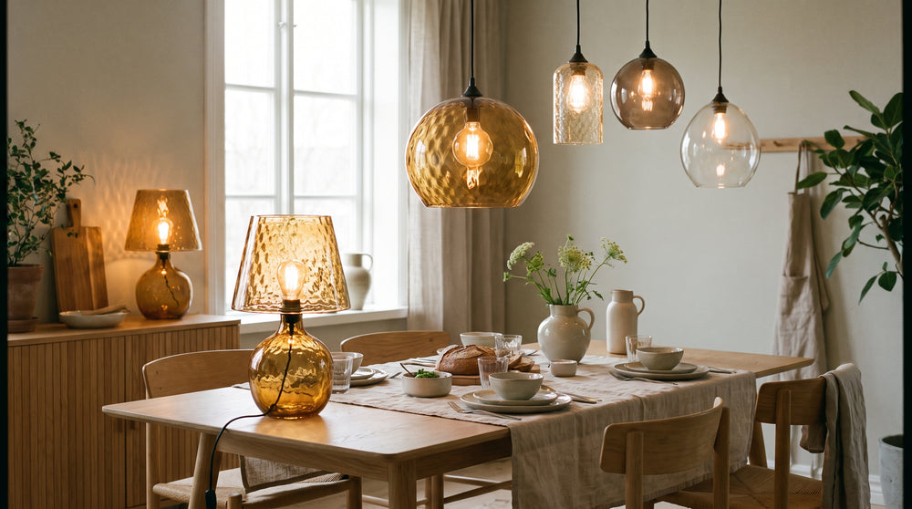Smoked glass lampshades