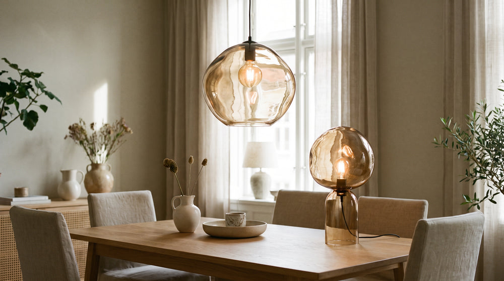 Glass lampshades in transparent color