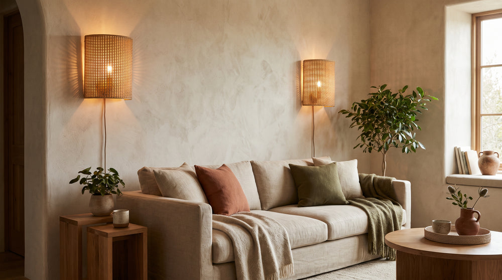 Rattan wall lamp