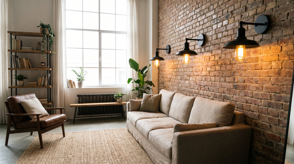 Industrial-style black wall lights
