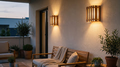 Wooden outdoor wall lights