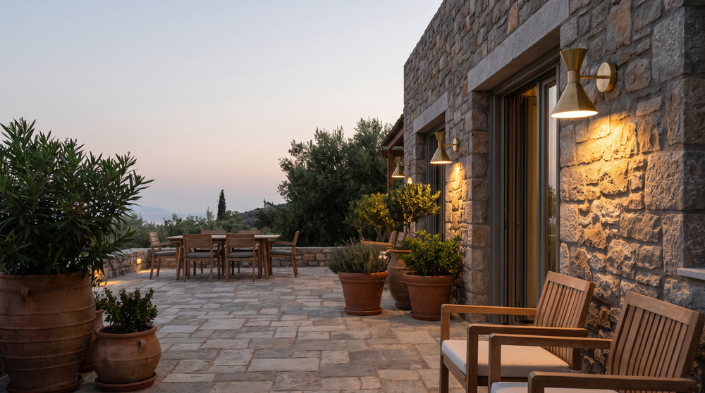 Brass outdoor wall lights