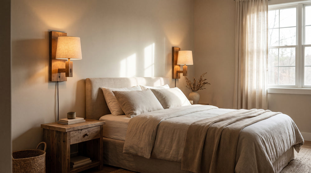 Wooden wall lamps for bedroom
