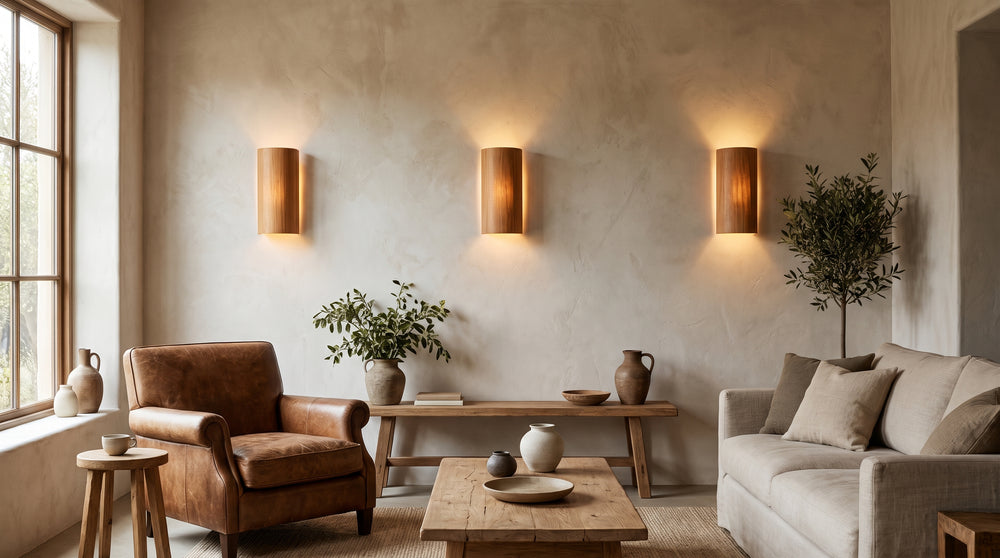 Wooden wall sconces for living room