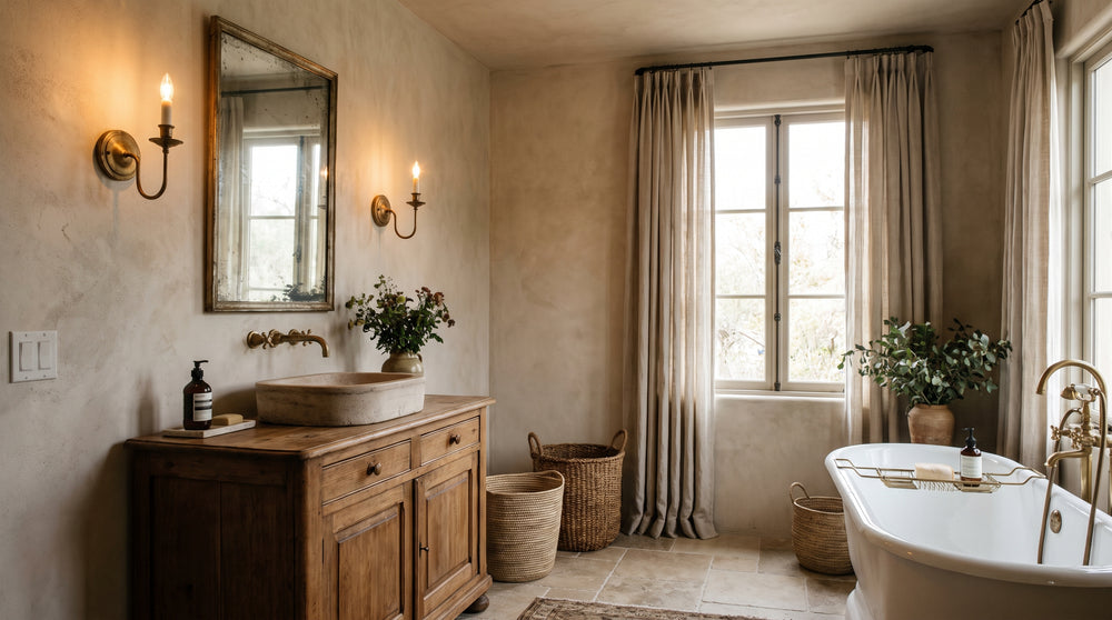 Brass wall sconces for bathroom