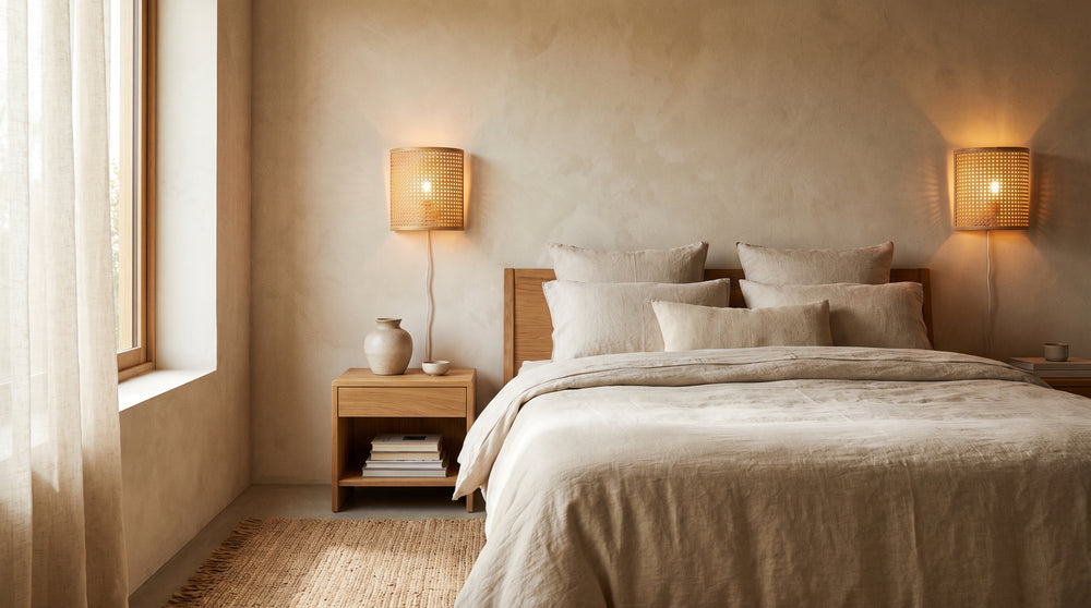 Rattan wall lamps for bedroom