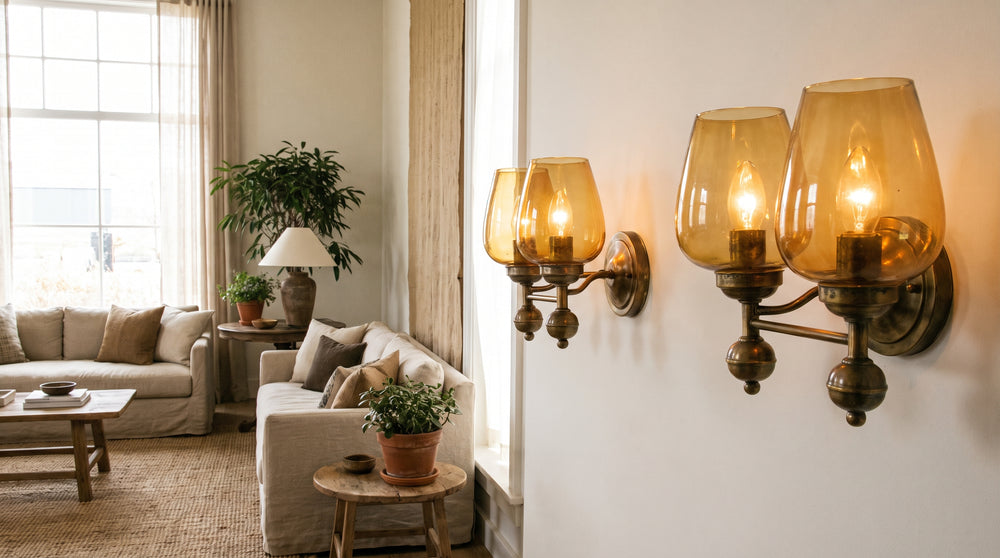 Vintage glass wall lamps