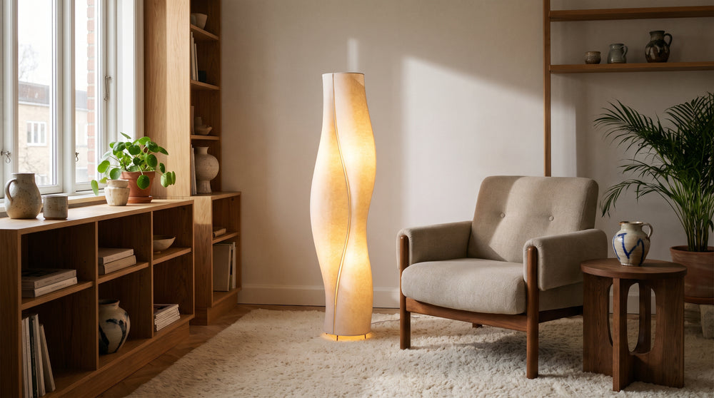 Beige floor lamp