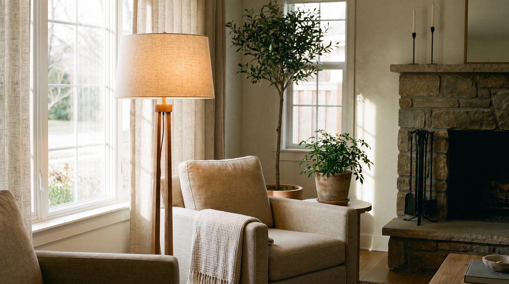 Blue floor lamp