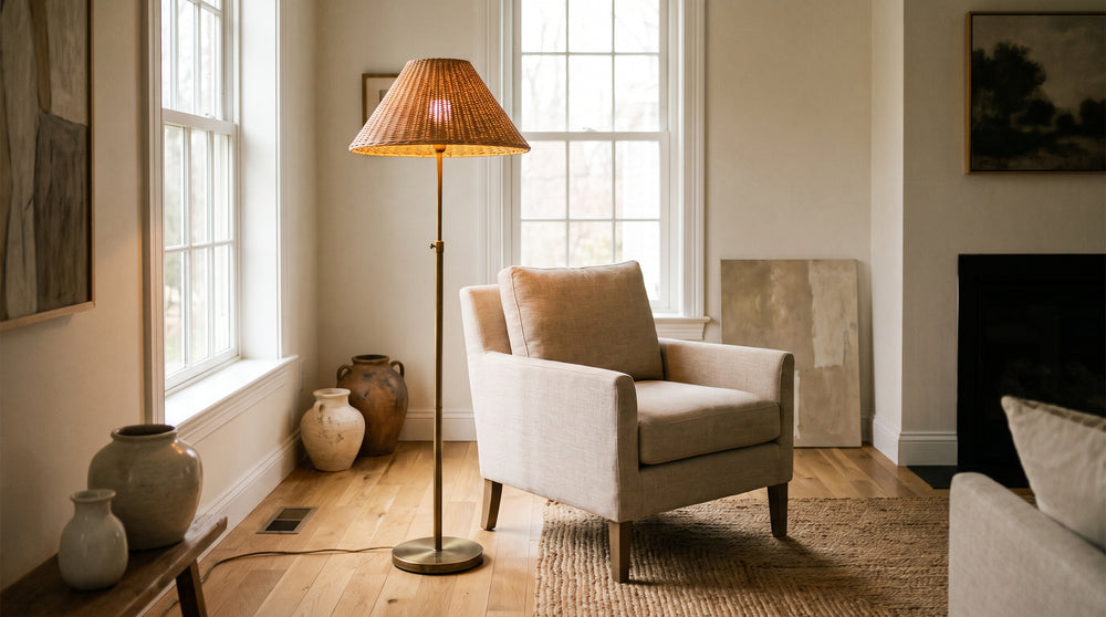 Walnut floor lamp