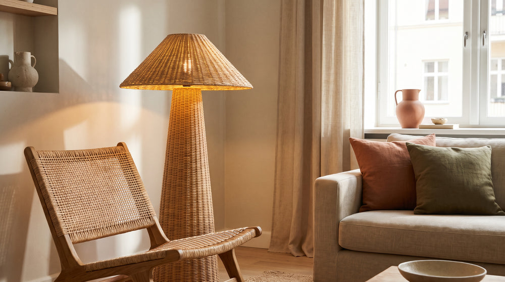 Straw floor lamp