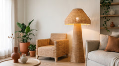 Raffia floor lamp
