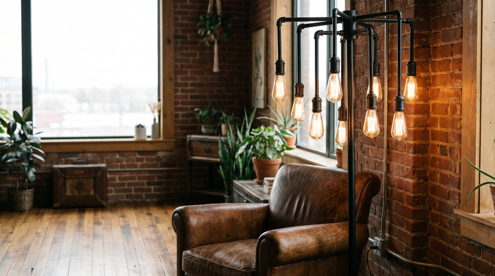 Industrial-style black floor lamps