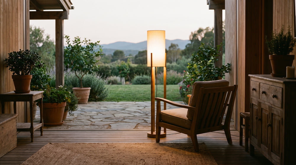 Wooden outdoor street lamps