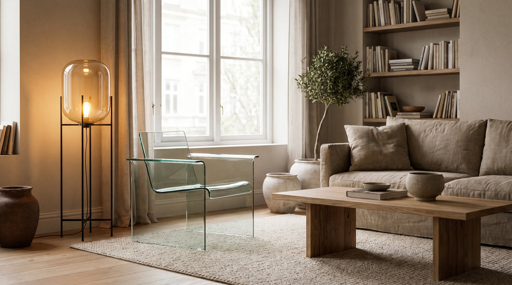 Smoked glass floor lamps