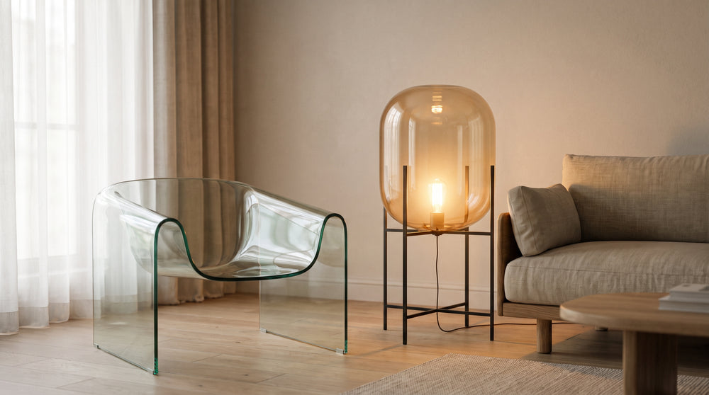 Designer glass floor lamps