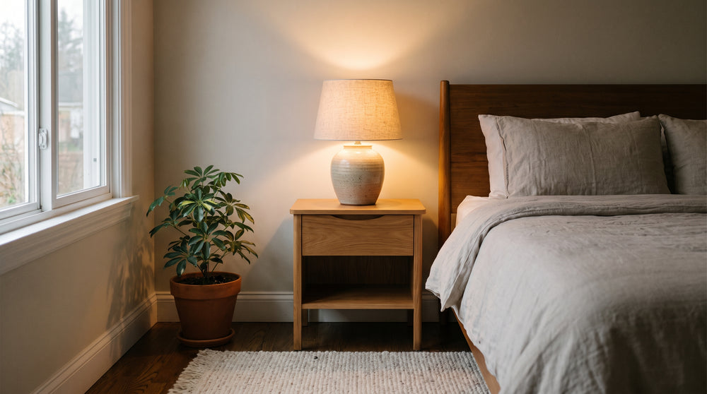 Grey bedside lamp