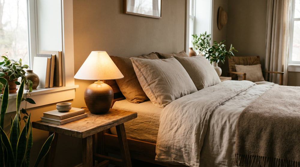 Orange bedside lamp