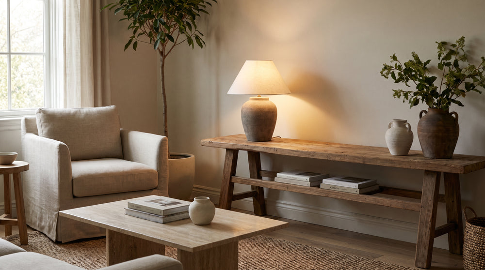 Amber-colored table lamps