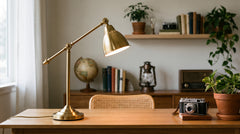 Gold-colored desk lamps
