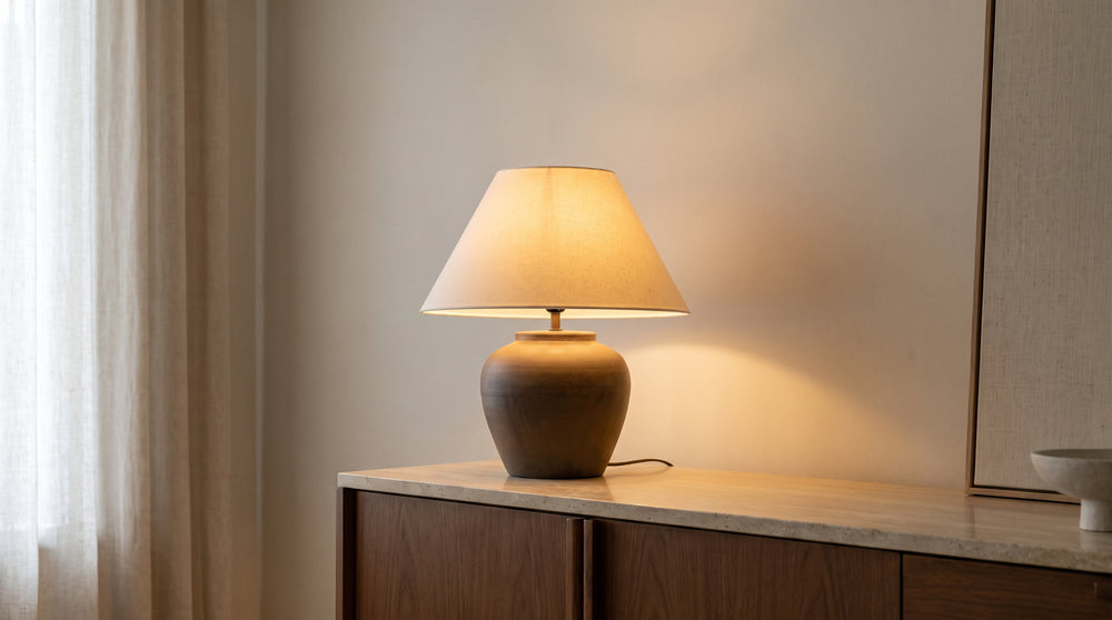 Red table lamps