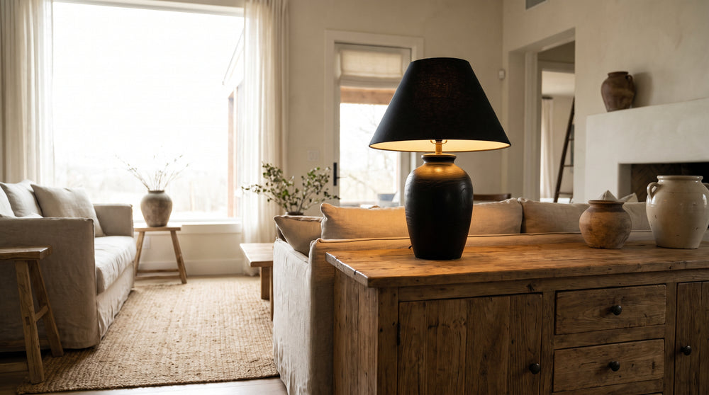 Black wooden table lamps for living room